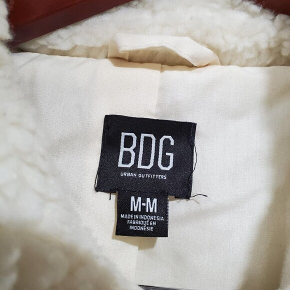 BDG Urban Outfitters Women's Cream Full-zip Sherpa Jacket Pockets Size M - Picture 7 of 12